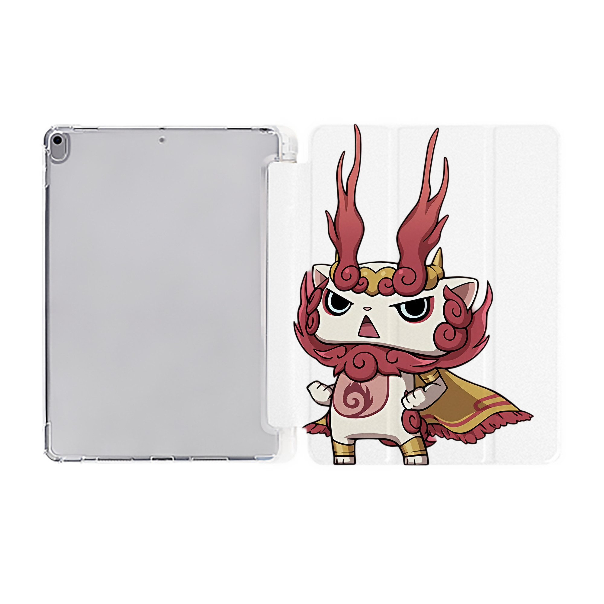 （画像用） 妖怪ウォッチ Yo-kai Watch IPad ケース ペン収納付き 三つ折りスタンド PUレザー×シリコン 対応機種9.5/10.5/10.9インチ